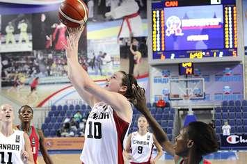 Chatham's Bridget Carleton takes a shot against Mali during the FIBA 19U World Women's Championships in Russia. (Photo courtesy of FIBA.)