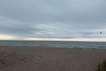 Beach photo provided by @HuronBeachInfo on X.