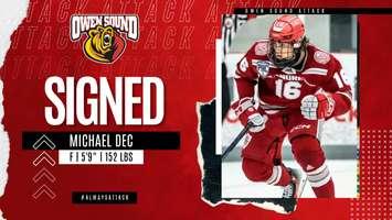 Owen Sound Attack sign Michael Dec (Photo by: Owen Sound Attack)