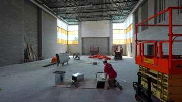 Construction of the new gymnasium at Sarnia's Sacred Heart Catholic School (former Gregory A. Hogan site) on Hogan Drive. Image courtesy of SCCDSB.