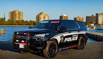 Sarnia police cruiser at Sarnia Bay. Photo courtesy of the Sarnia Police Service. 