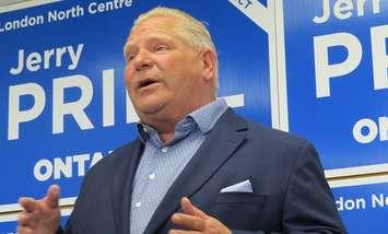 Progressive Conservative Leader Doug Ford at London North Centre PC candidate Jerry Pribil's campaign office on Oxford Street, May 12, 2022. (Photo by Miranda Chant, Blackburn Media) 