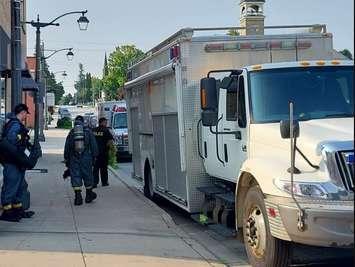 OPP officers outside an address in Walkerton, where police say they discovered a "clandestine drug laboratory". Thursday, September 12, 2024. Photo from OPP "X" account. 