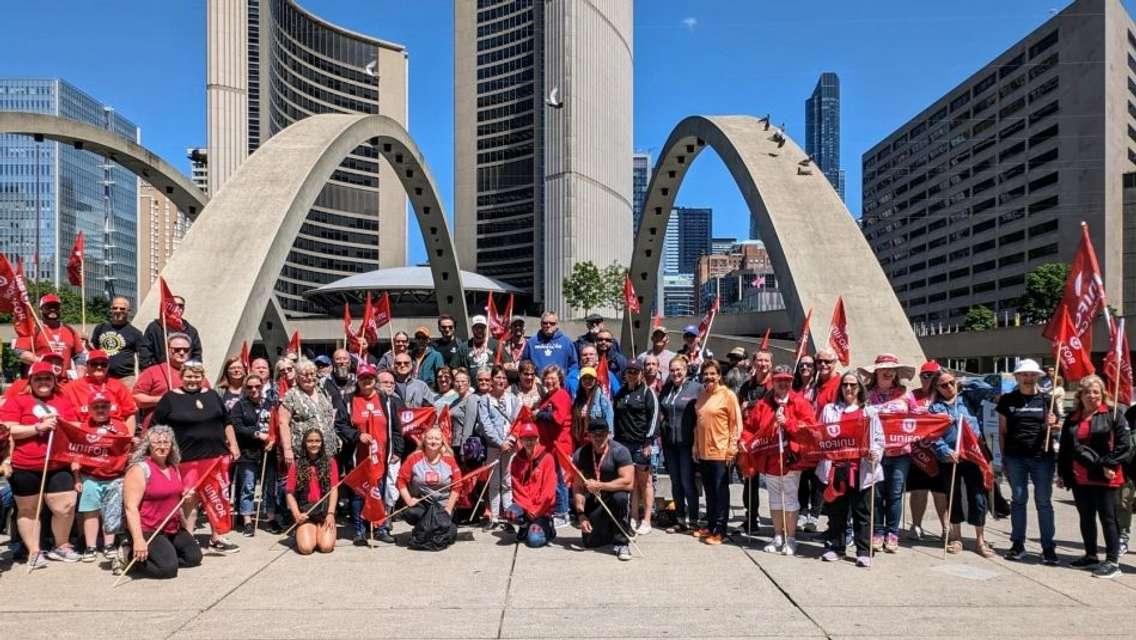 Members of Unifor were some of the participants at a health care rally at Queen's Park.  Photo from Unifor.  (Unifor represents journalists at CKNXtoday.ca. 