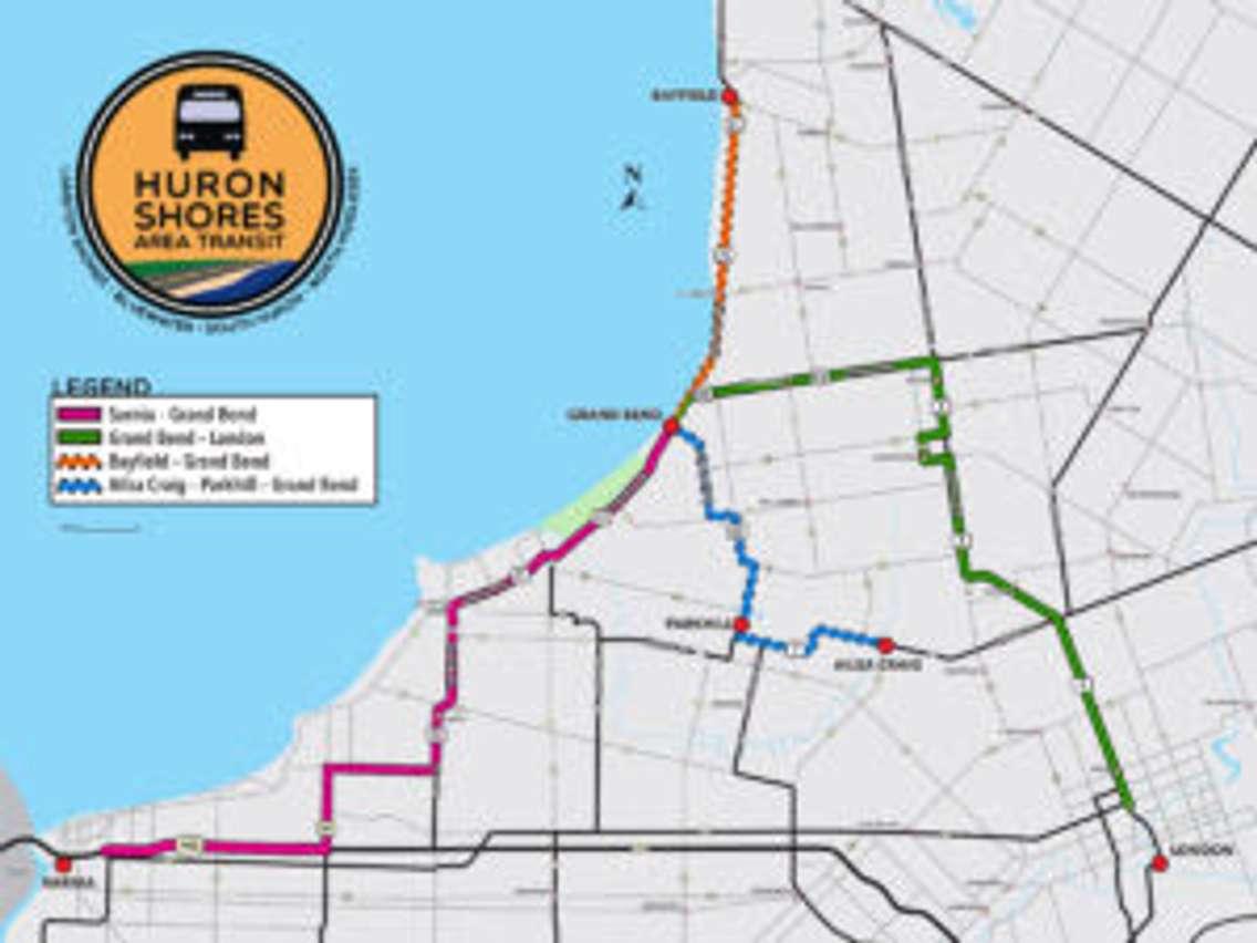 A map of the Huron Shores Transit Service coverage area. (Provided by Huron Shores Transit)