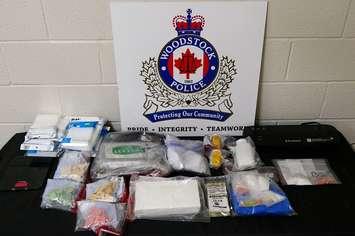 Cocaine, fentanyl and prescription drugs seized from three homes during a drug trafficking investigation by Woodstock police. Photo provided