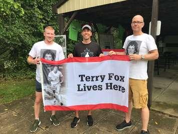 Tanner Fogal from Fogals-Your Independent Grocer with Wingham Terry Fox Run organizers, Scott Miller and Steve Jackson