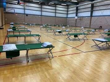 The Const. John Atkinson Memorial Community Centre gym is set up as a temporary shelter on November 22, 2022. Photo provided by City of Windsor.