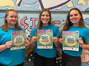 Big Brothers Big Sisters Sarnia-Lambton summer students Morgan Farr, Abigail Zalewski and Kaiden Mitchell plan for The Big Drop. Submitted photo.