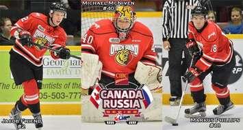 Three Owen Sound Attack players are on the roster for Team OHL in the 2016 CIBC Canada Russia Series. Photo courtesy of the OHL.