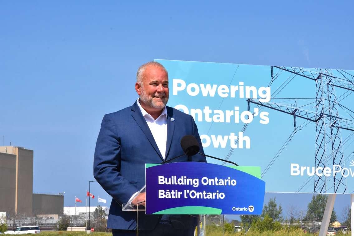 Ontario Minister of Energy, Todd Smith, announces the government's support for planning and consultation to explore nuclear expansion July 5 at Bruce Power. 