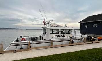 OPP Boat on Lake Erie in Port Stanley. September 3, 2023. Photo by Ruby Sweeney, Blackburn Media.