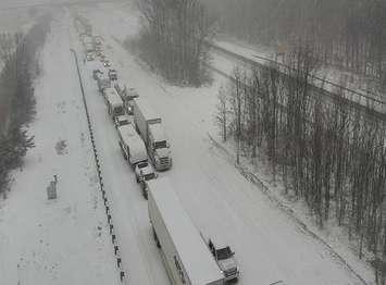 Highway 402 near Waterworks Side Road. February 17, 2022. (Traffic camera screenshot via 511 Ontario).