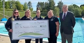 Cadyn Connor, Aquatic Supervisor, Michelle Wilhelm, CDCF Member, Lisa Fagan, Recreation Programming Supervisor, Bonnie Thompson, CDCF Member, and Mayor Chris Peabody. Photo provided by the Municipality of Brockton.