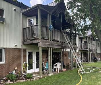 Fire on Pine St. in Chatham (Image from Chatham-Kent Fire and Rescue via X)