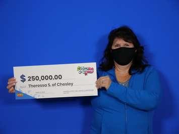 Theressa Stade of Chesley is celebrating after winning a MERRY MILLIONS top prize worth $250,000 in the January 9, 2024 draw. Photo from OLG