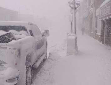 Downtown Listowel during snow storm on December 15, 2016.(Picture courtesy of @umpwardy via Twitter)