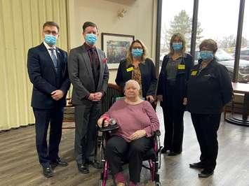 From left: Bruce-Grey-Owen Sound MPP Bill Walker, Owen Sound Mayor Ian Boddy, Summit Place Resident’s Council President Terry Cotter, Revera V-P Operations Patti Fetter, Revera Regional Director Margaret Collins and Summit Place Executive Director Trish Nolan. (Provided by Chris Fell, Executive Assistant to Bruce-Grey-Owen Sound MPP Bill Walker)