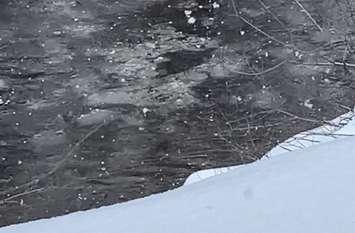 Ice on the Saugeen River near Countess St. South in Durham (Photo by Adam Bell)