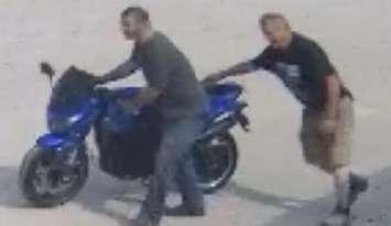 Two suspects wanted in the theft of an e-bike from a Mitchell park, August 2, 2025. Photo provided by Perth OPP.