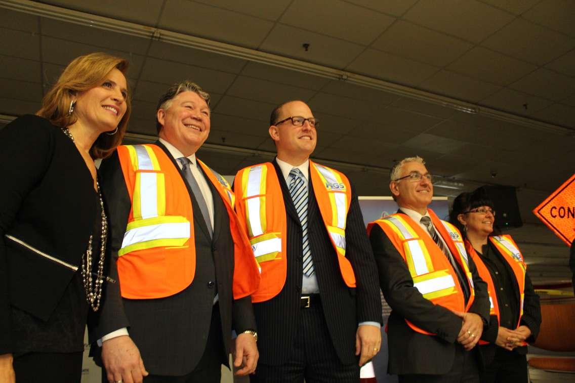 WEEDC CEO Sandra Pupatello, HGS Canada President Ross Beattie and WIndsor Mayor Drew Dilkens at HGS Announcement, January 15 2015.  (Photo by Adelle Loiselle.) 