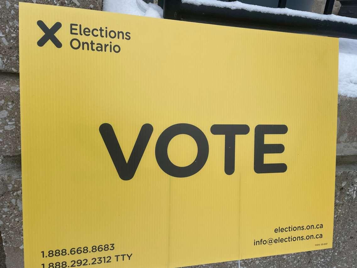 Elections Ontario vote sign, February 2025. (Photo by Maureen Revait) 