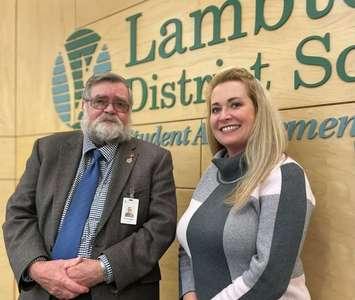 LKDSB re-elected Chair Randy Campbell and elected Vice Chair Kelley Roberson. November 2023. (Photo courtesy of the Lambton Kent District School Board)