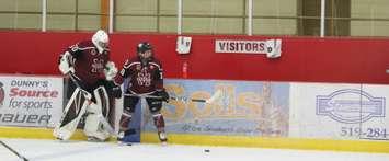 The Chatham Maroons warm up ahead of a game against the St. Marys Lincolns. October 2019. (Photo by Matt Weverink)