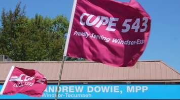 CUPE Local 543 flags in Windsor, May 8, 2024. WindsorNewsToday.ca file photo.