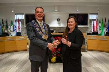 Grey County Warden Brian Milne and clerk Tara Warder