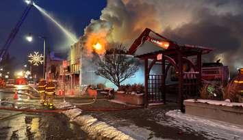 Chatham-Kent fire crews respond to a blaze in downtown Bothwell. January 17, 2025. (Photo courtesy of Chatham-Kent Fire and Rescue)