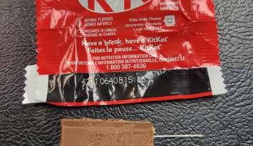 A needle found in a KitKat bar in Hanover, November 4, 2024. Photo provided by Hanover Police Chief Christopher Knoll.