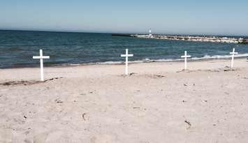 Memorial Crosses at Kincardine's Station Beach