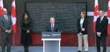 François-Philippe Champagne, Minister of Innovation, Science and Industry announces funding for the new National Quantum Strategy at the Perimeter Institute in Waterloo. Screenshot courtesy of the Canadian Science Facebook page.