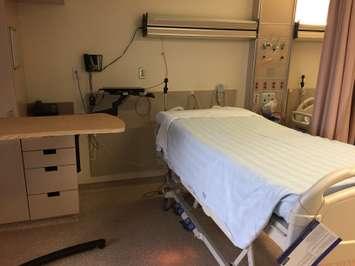 One of the five new beds at the expanded Integrated Stroke Unit in Stratford General Hospital, that was unveiled December 1st, 2016. (Photo by Ryan Drury)