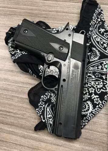 A replica handgun seized by police following a gun scare at Stratford North Western High School, October 17, 2019. (Photo courtesy of the Stratford Police Service)
