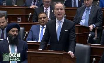 Ontario Finance Minister Peter Bethlenfalvy introduces the 2023 provincial budget. March 23, 2023. (Image captured via Government of Ontario Announcements on YouTube.)