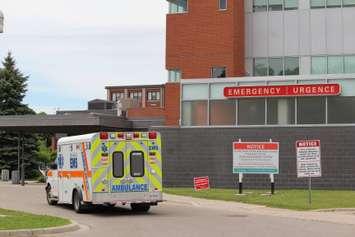 An ambulance pulls into the Emergency Department at the CKHA in Chatham. (File photo by Matt Weverink)