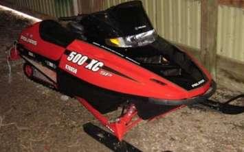 One of the snowmobiles taken during a break-in in Huron East (Photo by Huron OPP)