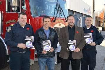 Left-to-right: Saugeen Shores Fire Chief Phil Eagleson, Saugeen Shores Councillor John Rich, Union Gas utility services manager Jeremy Miller
& Saugeen Shores Fire Prevention Officer Rob Atkinson.

 