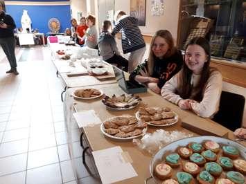 Students at St. Marys Catolic School in Goderich selling baked goods to help injured wildlife in the Australia bush fires. (Photo by Bob Montgomery)