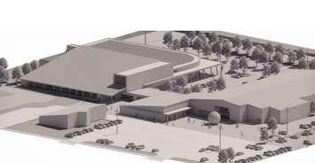 Design concept for the proposed Aquatic and Wellness Centre in Saugeen Shores. Photo included in Saugeen Shores staff presentation from their December 25 2022 council meeting. 