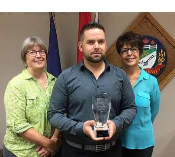 (left to right): Wendy McMurray, Township of Perth East Accounting Supervisor;  Bill Wilson, Operations Coordinator;  and Rhonda Fischer, Treasurer with their Leadership Award from the Municipal Finance Officers’ Association of Ontario for the Perth County area 'Communities in Practice'. (Photo submitted by the Township of Perth East)