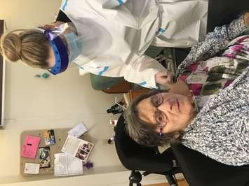 Fairfield Park resident Audrey Clare, 87, receiving the COVID-19 vaccine. February 13, 2021. (Submitted photo)