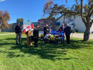 A plaque was dedicated in Vanastra on September 20, 2021 thanking residents of Vanastra for their work in honouring the former Canadian Forces Base. (Photo by Bob Montgomery)