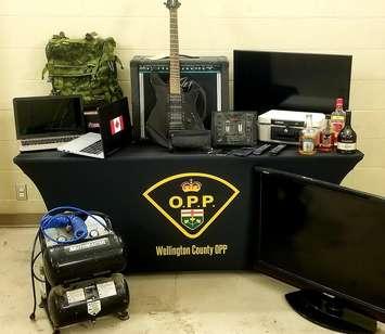 Items recovered from a vehicle driven by suspects in a daylight break and enter in Mount Forest on Tuesday, February 5th.