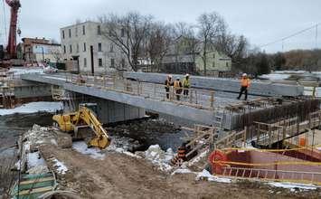 Photo of Paisley Bridge under construction on March 14, 2023 (Photo provided by Bruce County)