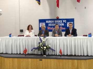 From L to R: Lisa MacLeod, Vic Fedeli, Patrick Brown and Monte McNaughton on hand in Wingham vying for leadership of the Ontario PC Party.