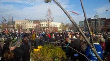 A large crowd attended today's Remembrance Day service in Goderich (photo - Bob Montgomery)
