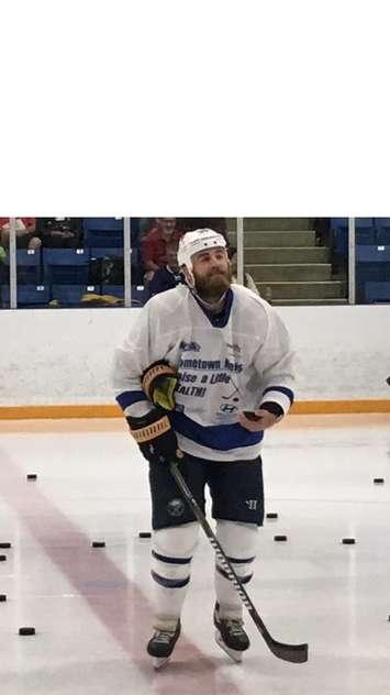 Ryan O'Reilly at the Hometown Heroes 2017: Raise A Little Health! game in Goderich. (Photo by Olivia Yale)